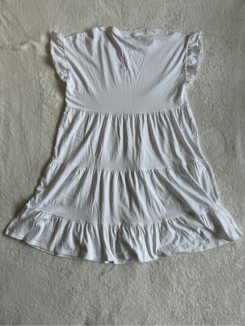 J.Crew Re-Imagined Tiered Ruffle-Sleeve Cotton Dress White Small NWT
